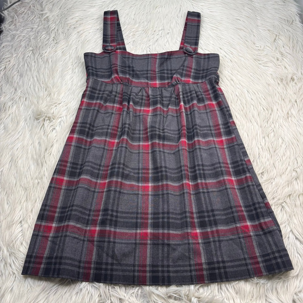 Vintage Y2K Eyeshadow Women's 11 Black Red Gray Plaid Babydoll Pinafore Dress